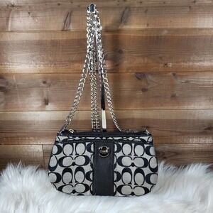 Coach Black & Gray Jacquard Wristlet/Crossbody